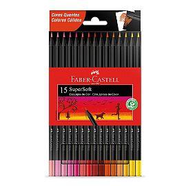 LAPICES DE COLORES FABER CASTELL X 15 SUPER SOFT TONOS CALIDOS (210719)