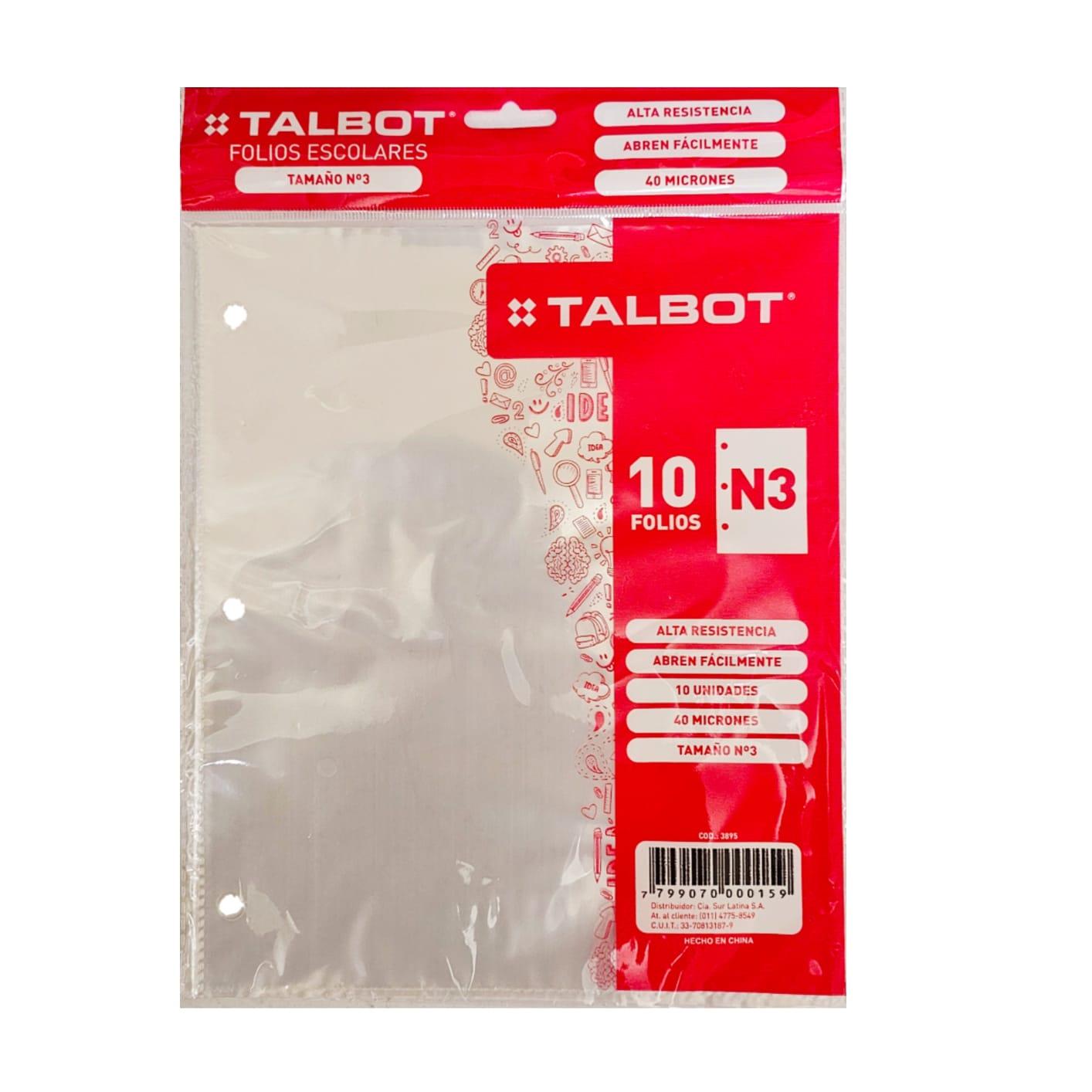 FOLIO ESCOLAR X10 POLIPROPILENO  TALBOT 