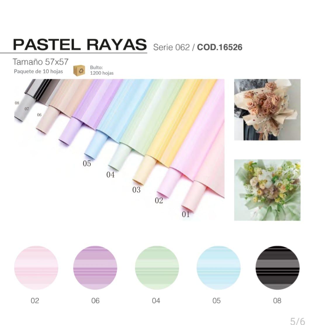 PAPEL COREANO 57X57 PASTEL RAYAS PAQ X10 REXON 