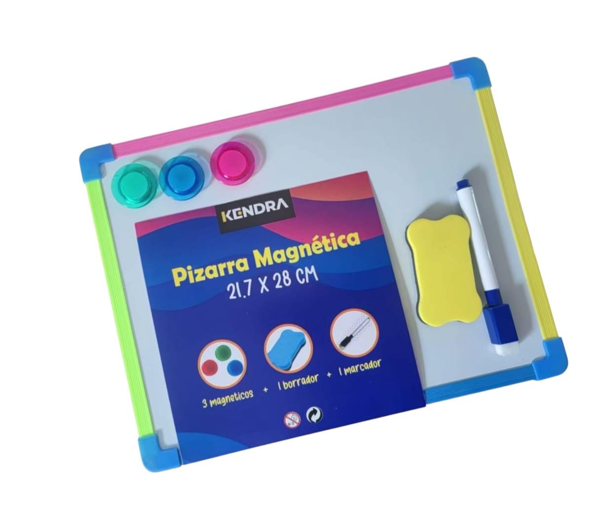 PIZARRA  BLANCA MAGNETICA 21.7X28  INFANTIL  (MARCADOR +BORRADOR +3 IMANES KENDRA 