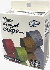 CINTA PAPEL CREPE METALIZADO CAJA X4  ROLLOS SIFAP