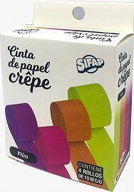 CINTA PAPEL CREPE COLORES FLUO   CAJA X4  ROLLOS SIFAP