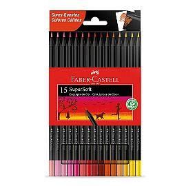 LAPICES DE COLORES FABER CASTELL X 15 SUPER SOFT TONOS CALIDOS (210719)