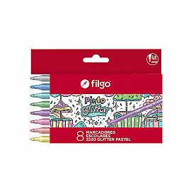 MARCADOR GLITTER PASTEL X8 FILGO 