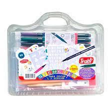 VALIJA KIT STENCILS PARA PINTAR Y DIBUJAR  TRABI 