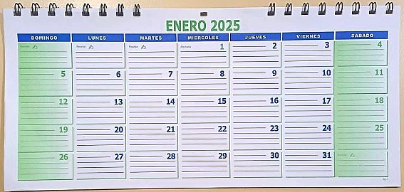 CALENDARIO MENSUAL (AG-7) 30X15 GRAFICA SOLER 2026 