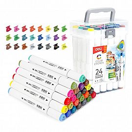 MARCADOR DELI SKETCH AL AGUA DOBLE PTA. FINA/BISELADA BOX X 24 U.