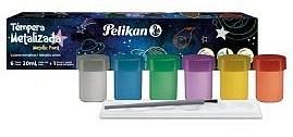 TEMPERA PELIKAN METALICA POTE X 20 ML X 6 U. + PINCEL + MEZCLADOR