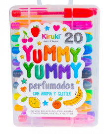 ROLLER  MINI  CON AROMA Y GLITTER ,PASTEL ,NEON YUMMI X20  KIRUKI