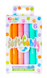 RESALTADOR MINI SOFT CANDY PASTEL  X6 KIRUKI 