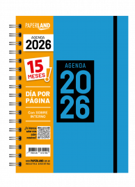 AGENDA 15X21 DIA POR PAGINA 15 MESES  CELESTE  PASTEL PAPERLAND 2026