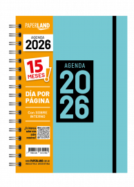 AGENDA 15X21 DIA POR PAGINA 15 MESES  VERDE   PASTEL PAPERLAND 2026