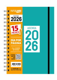 AGENDA 15X21 DIA POR PAGINA 15 MESES CELESTE   PAPERLAND 2026