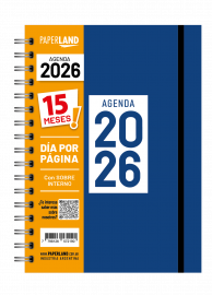 AGENDA 15X21 DIA POR PAGINA 15 MESES  AZUL    PAPERLAND 2026