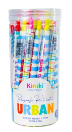 BOLIGRAFO RETRACTIL 1MM AZUL  X27 URBAN KIRUKI 