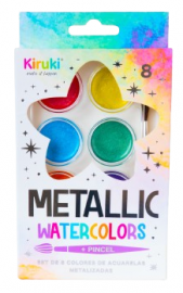 ACUARELA METALIZADA SET X8 COLORES KIRUKI 