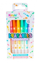 RESALTADOR BORRABLE  PASTEL X6 KIRUKI 