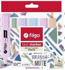 RESALTADOR CHATO FILGO TEXT MARKER PUNTA BISELADA X5U (TXM-E5-MUTE)